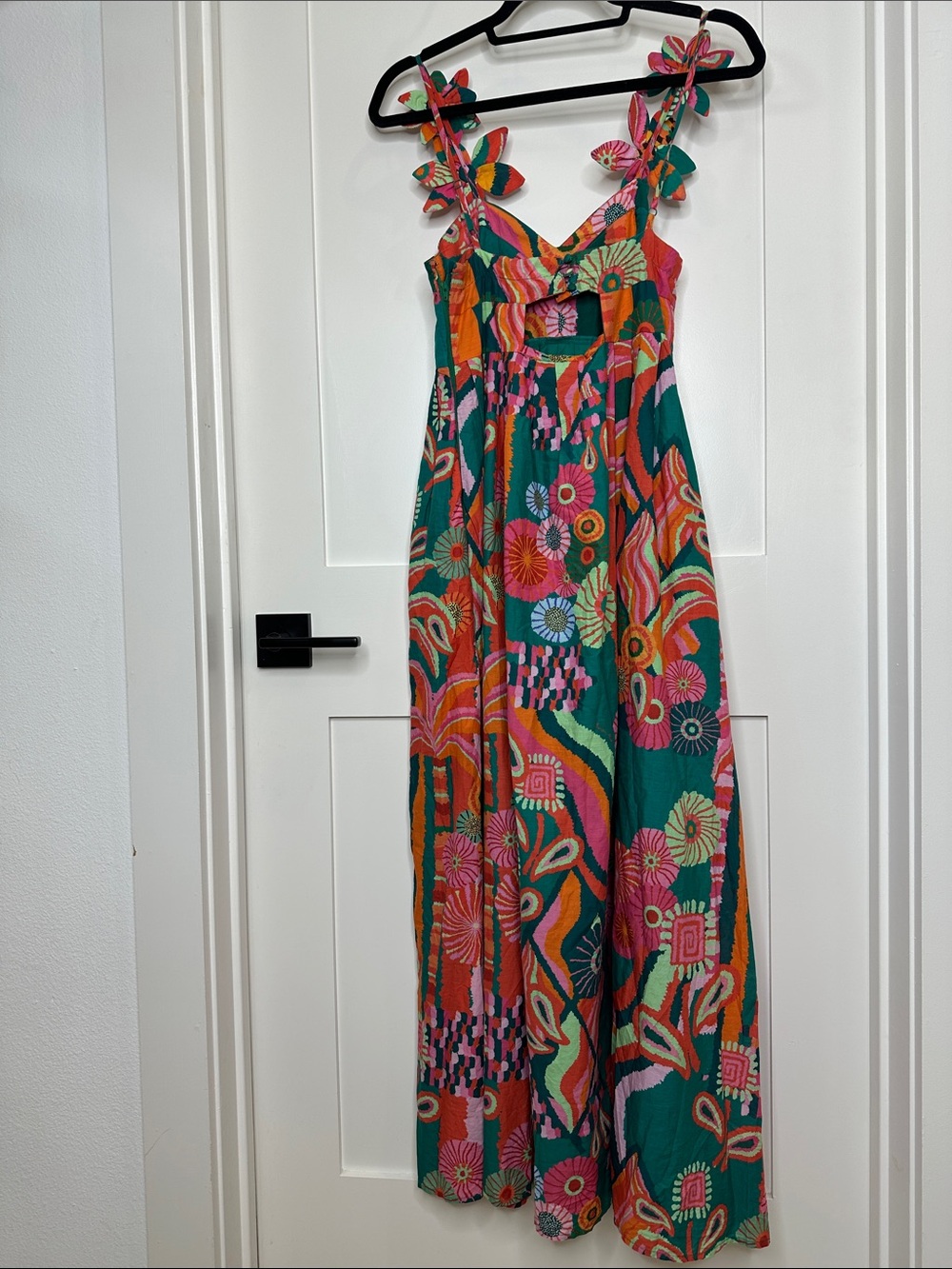 FARM Rio Teal Floral Print Maxi Dress with Pink & Orange - Picture 2 of 7